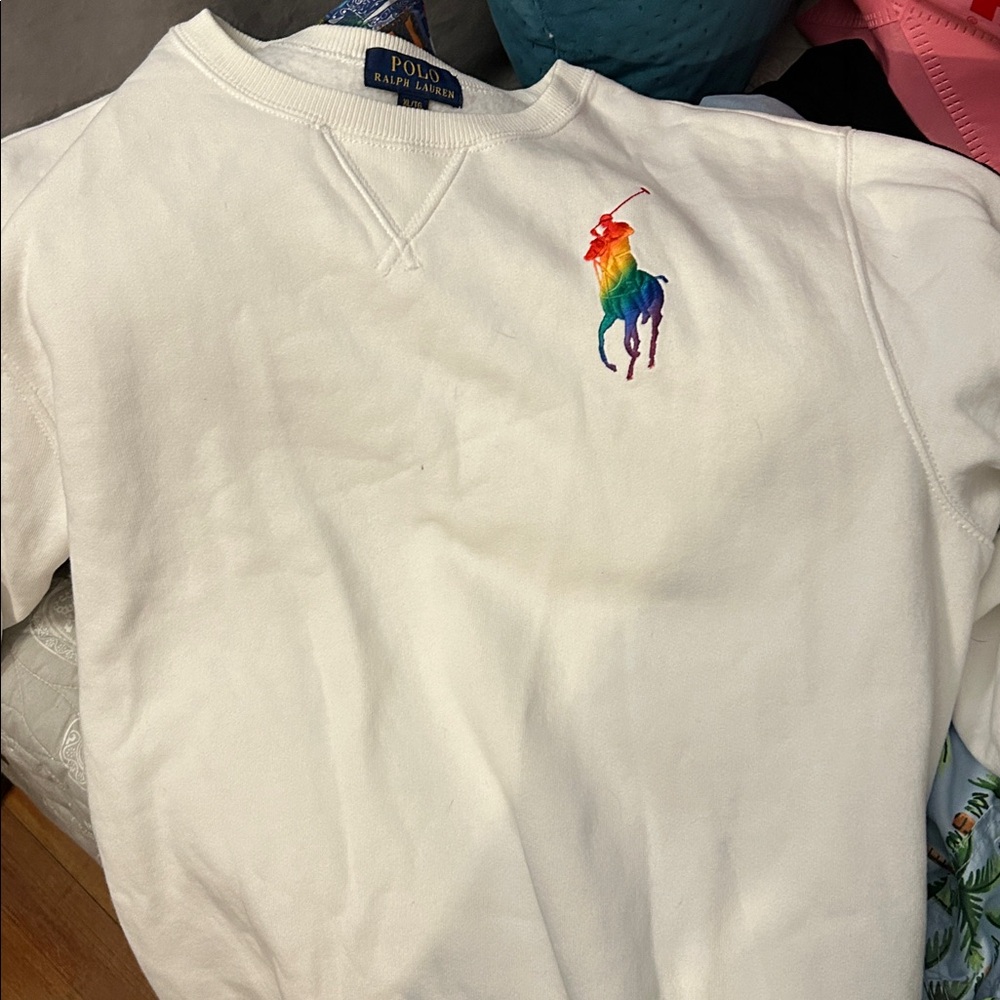 Polo by Ralph Lauren White Crewneck with Colorful Logo